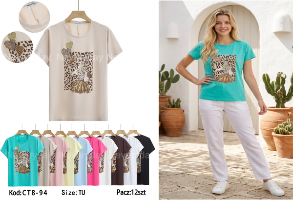 Bluzki damskie Roz Standard, Mix Kolor Paczka 12 szt